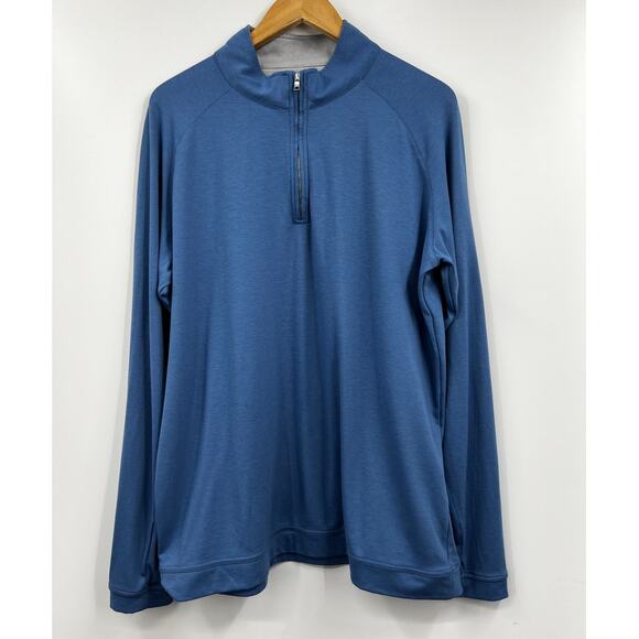 Peter Millar Sweater‎ Blue Bullseye Precision Wool Blend Quarter-Zip Pullover XL - Picture 1 of 9